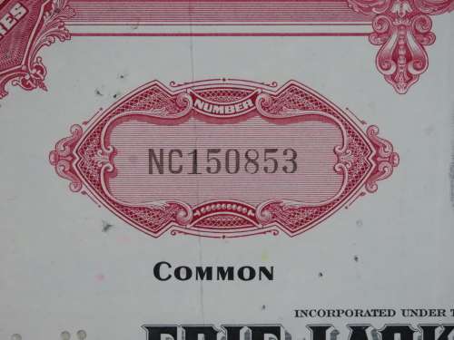 Set of Two Erie Lackawanna Railroad Company, Stock Certificates, 1960 to 1966