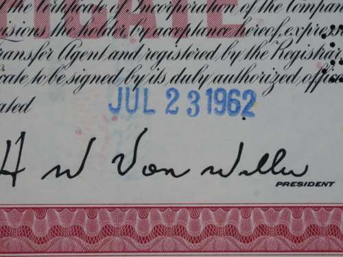 Set of Two Erie Lackawanna Railroad Company, Stock Certificates, 1962 to 1966