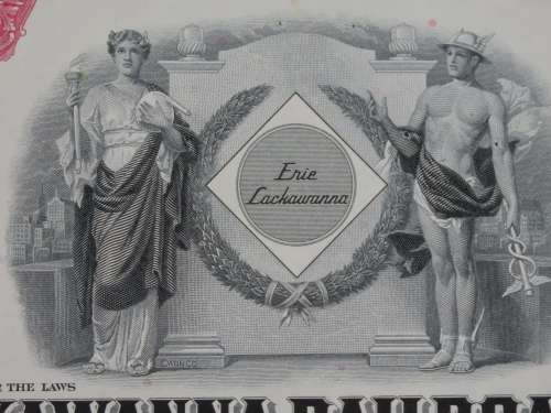 Set of Two Erie Lackawanna Railroad Company, Stock Certificates, 1962 to 1966