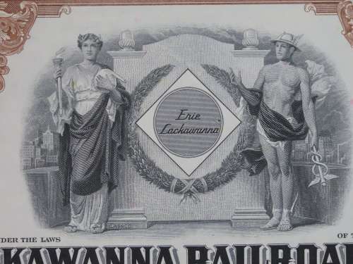 Set of Two Erie Lackawanna Railroad Company, Stock Certificates, 1962 to 1966