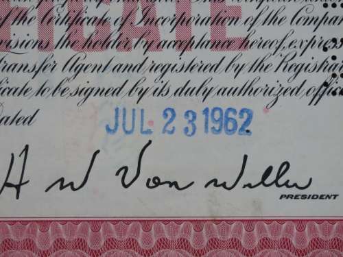 Set of Two Erie Lackawanna Railroad Company, Stock Certificates, 1962 to 1966