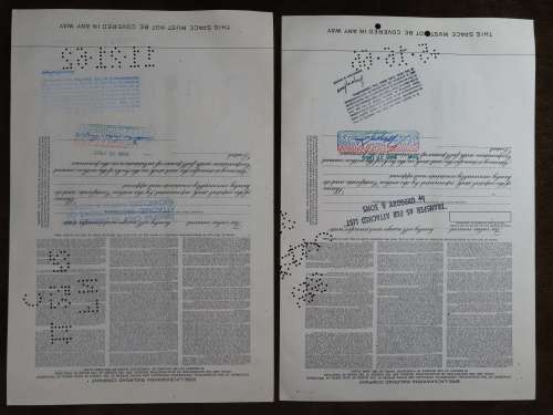 Set of Two Erie Lackawanna Railroad Company, Stock Certificates, 1962 to 1966