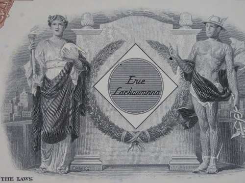 Set of Two Erie Lackawanna Railroad Company, Stock Certificates, 1962 to 1966