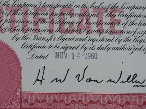Erie Lackawanna Railroad Company, Stock Certificate, 1960 , 100 Shares