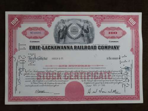 Erie Lackawanna Railroad Company, Stock Certificate, 1960 , 100 Shares