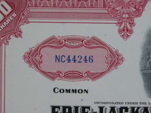 Erie Lackawanna Railroad Company, Stock Certificate, 1962 , 100 Shares