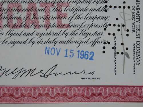 Erie Lackawanna Railroad Company, Stock Certificate, 1962 , 100 Shares