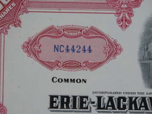 Erie Lackawanna Railroad Company, Stock Certificate, 1962 , 100 Shares