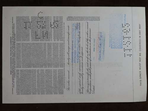 Erie Lackawanna Railroad Company, Stock Certificate, 1962 , 100 Shares