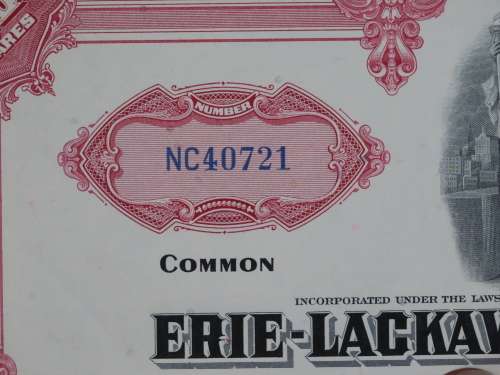 Erie Lackawanna Railroad Company, Stock Certificate, 1962 , 100 Shares