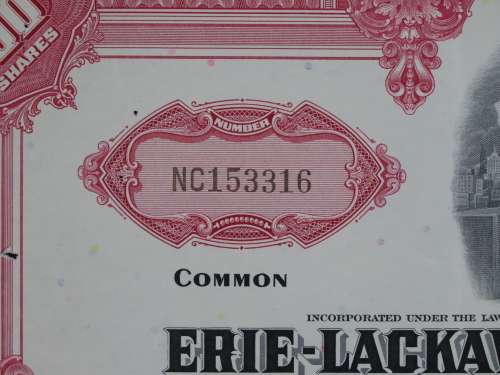 Erie Lackawanna Railroad Company, Stock Certificate, 1966 , 100 Shares