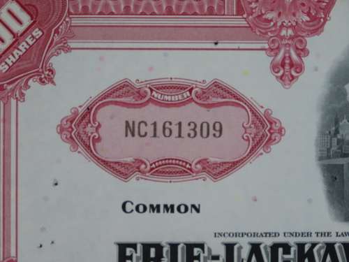 Erie Lackawanna Railroad Company, Stock Certificate, 1966 , 100 Shares