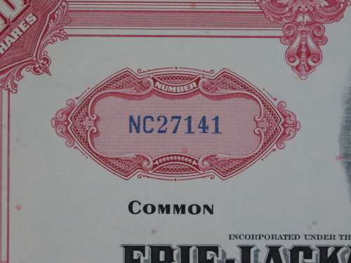 Erie Lackawanna Railroad Company, Stock Certificate, 1961 , 100 Shares to LF Rothschild