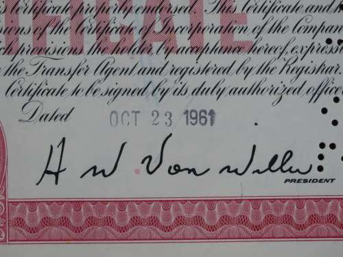 Erie Lackawanna Railroad Company, Stock Certificate, 1961 , 100 Shares to LF Rothschild