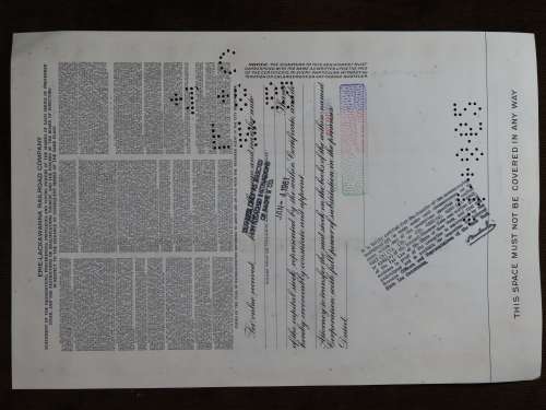 Erie Lackawanna Railroad Company, Stock Certificate, 1961 , 100 Shares