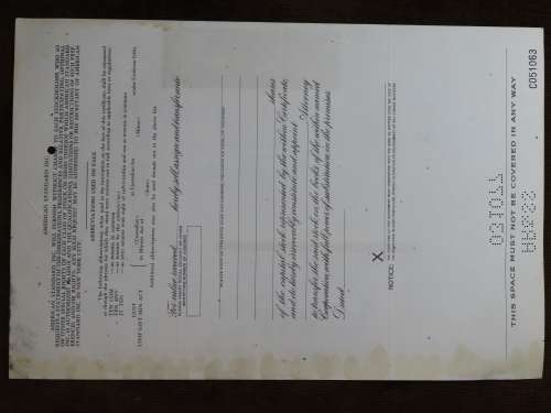 American Standard Inc, Stock Certificate, 1977 , 362 Shares