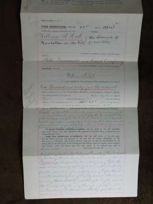 1901 Mortgage Indenture with Seal, Hand Written, New York City - damaged