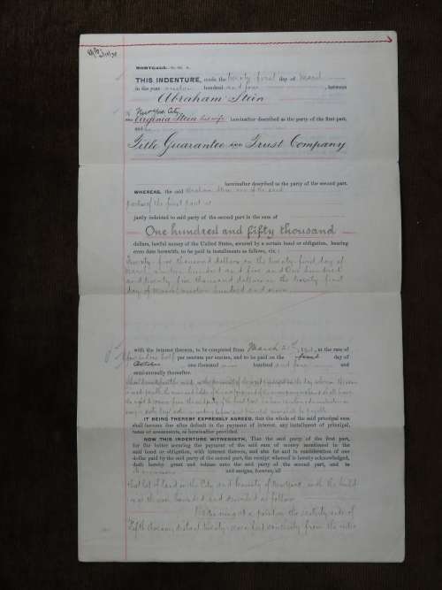 1904 Mortgage Indenture with Seal, Hand Written, New York City