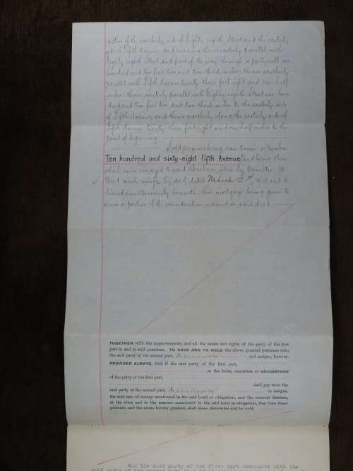 1904 Mortgage Indenture with Seal, Hand Written, New York City