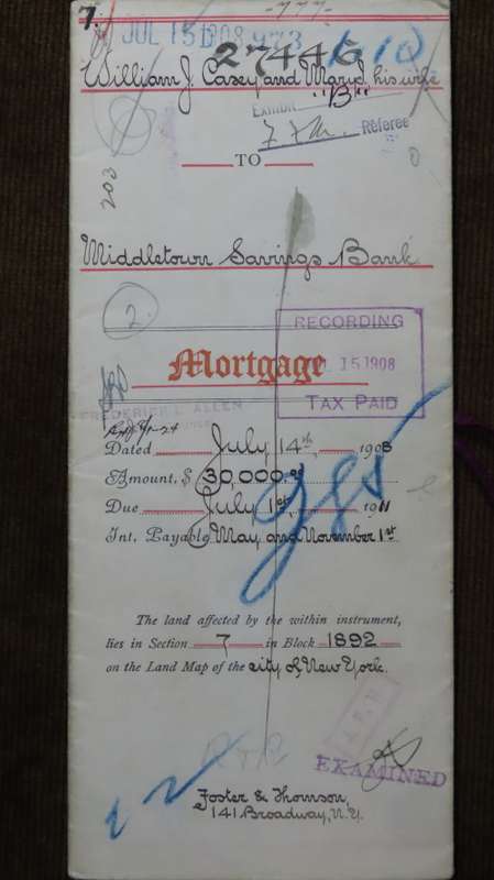 1908 Mortgage Indenture with Seal, Hand Written, New York City