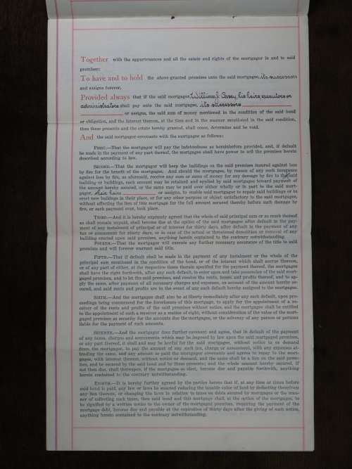 1908 Mortgage Indenture with Seal, Hand Written, New York City