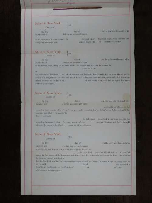 1908 Mortgage Indenture with Seal, Hand Written, New York City