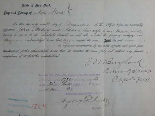 1882 Mortgage Indenture with Seal, Hand Written, New York City