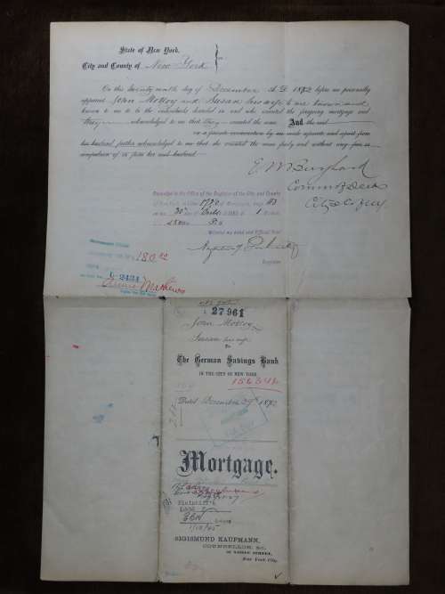 1882 Mortgage Indenture with Seal, Hand Written, New York City
