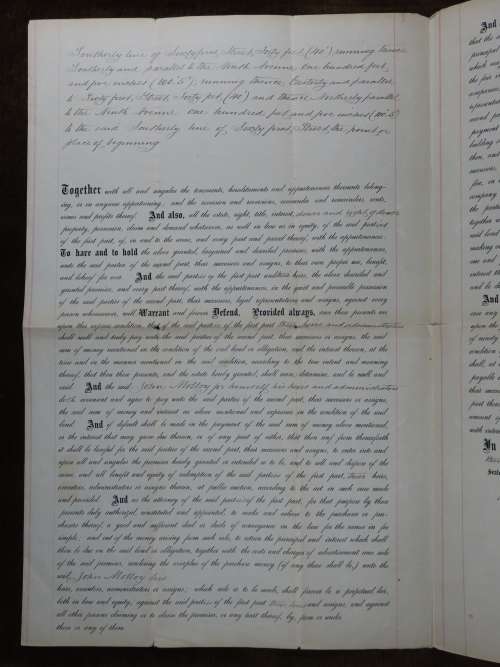 1882 Mortgage Indenture with Seal, Hand Written, New York City