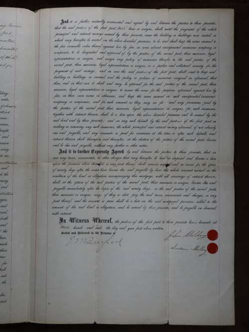 1882 Mortgage Indenture with Seal, Hand Written, New York City