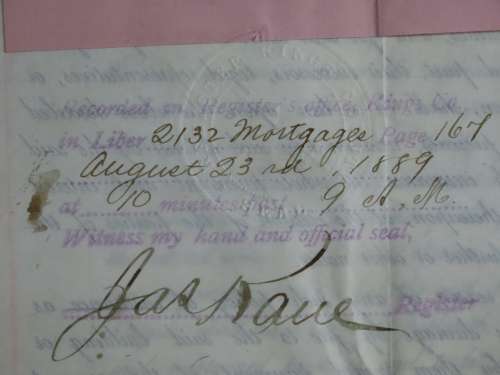 1889 Mortgage Indenture with Seal, Hand Written, New York City