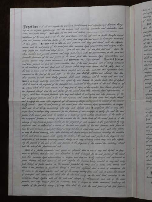 1889 Mortgage Indenture with Seal, Hand Written, New York City