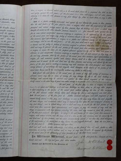 1889 Mortgage Indenture with Seal, Hand Written, New York City