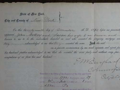 1882 Mortgage Indenture with Seal, Hand Written, New York City