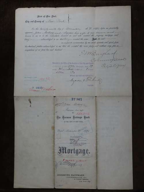 1882 Mortgage Indenture with Seal, Hand Written, New York City