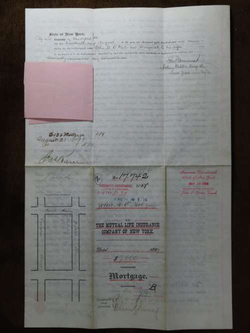1889 Mortgage Indenture with Seal, Hand Written, New York City