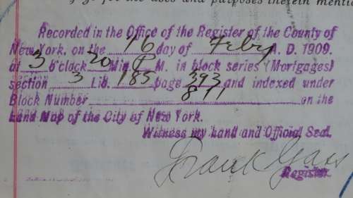 1909 Mortgage Indenture with Seal, Hand Written, New York City
