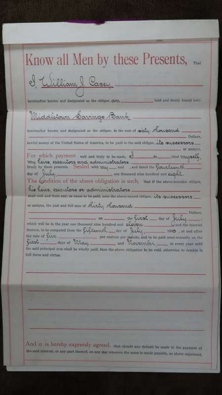 1908 Mortgage Indenture with Seal, Hand Written, New York City