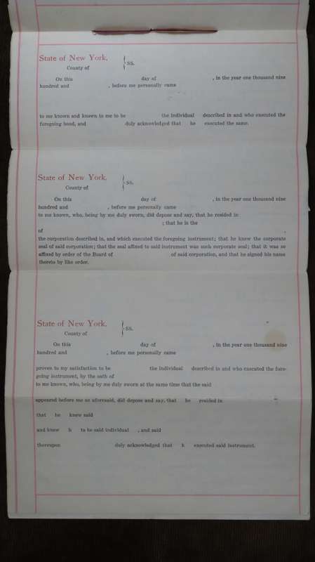 1908 Mortgage Indenture with Seal, Hand Written, New York City