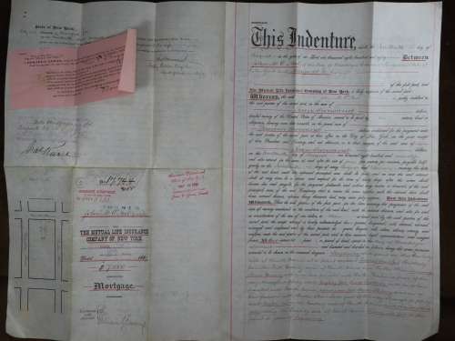 1889 Mortgage Indenture with Seal, Hand Written, New York City