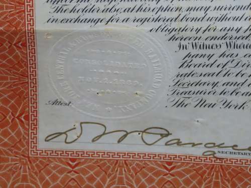 New York Central and Hudson River Railroad, $1000 Gold Bond Certificate, 1898