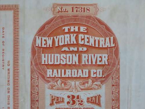 1898 New York Central and Hudson River Railroad, $1000 Gold Bond Certificate