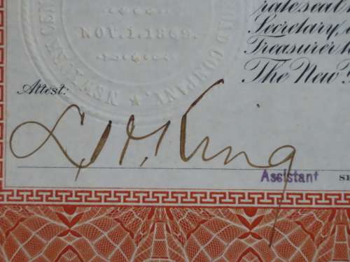1898 New York Central and Hudson River Railroad, $1000 Gold Bond Certificate