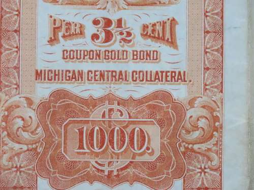 1898 New York Central and Hudson River Railroad, $1000 Gold Bond Certificate