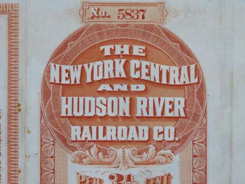 1898 New York Central and Hudson River Railroad, $1000 Gold Bond Certificate