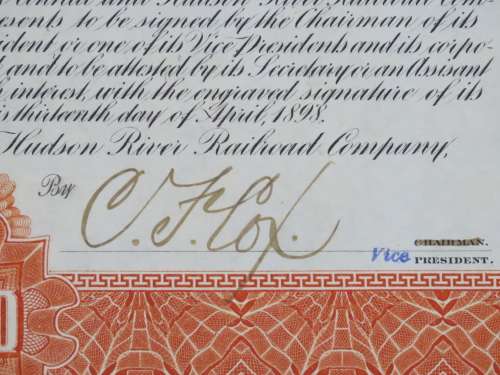 1898 New York Central and Hudson River Railroad, $1000 Gold Bond Certificate