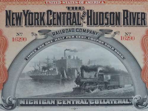 1898 New York Central and Hudson River Railroad, $1000 Gold Bond Certificate 16290