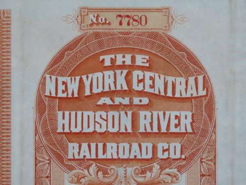 1898 New York Central and Hudson River Railroad, $1000 Gold Bond Certificate 7780