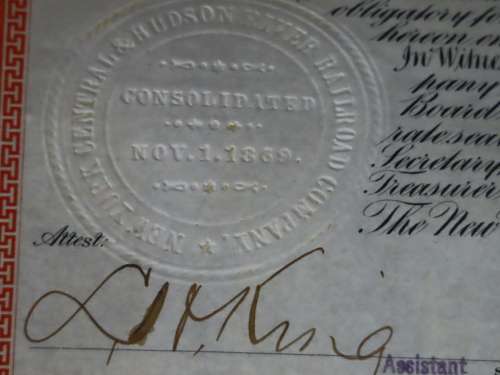1898 New York Central and Hudson River Railroad, $1000 Gold Bond Certificate 7780