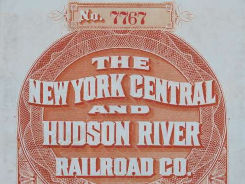 1898 New York Central and Hudson River Railroad, $1000 Gold Bond Certificate 7767